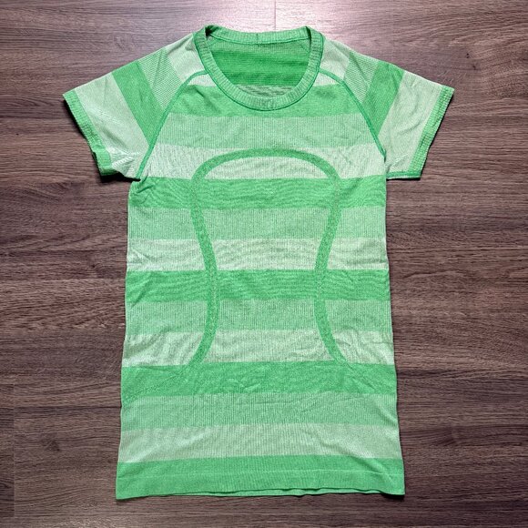Lululemon Women's Run: Swiftly Tech Short Sleeve - Green Stripe - Picture 2 of 6
